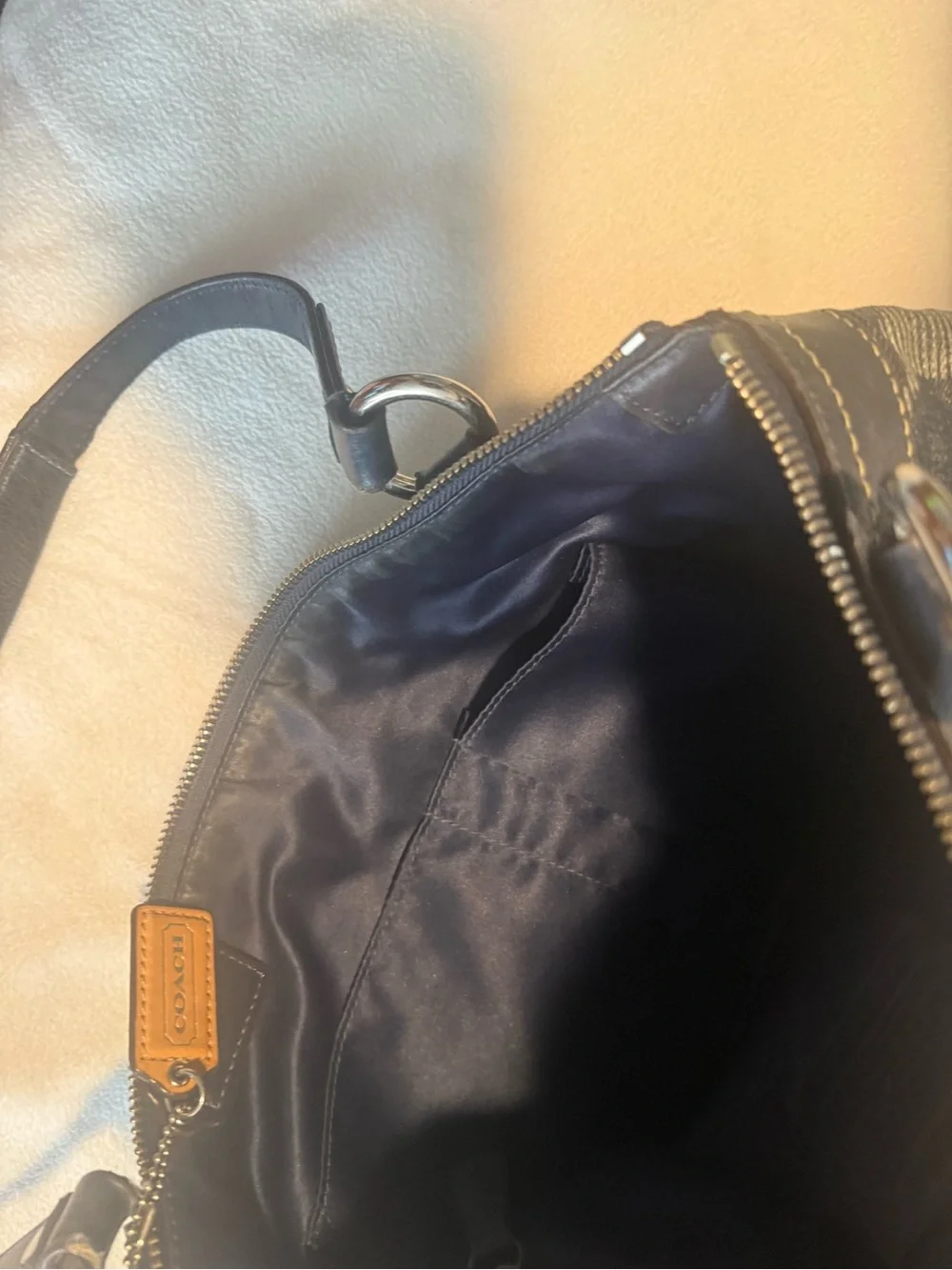 Coach Poppy Denim Black Signature Shoulder Bag